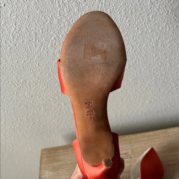 Butter Satin Heels with Gold Shell Accent - Picture 10 of 13